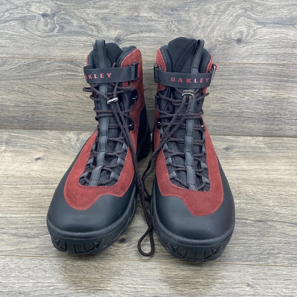 Oakley Meridian Terrain Hiking Boots Mens 13 Red Black Suede Vibram FOF100582